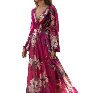 Womens Trendy Summer Printed Long Sleeve A Line Swing Dress